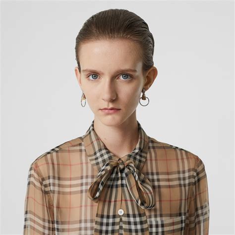 burberry brit tie neck check shirt